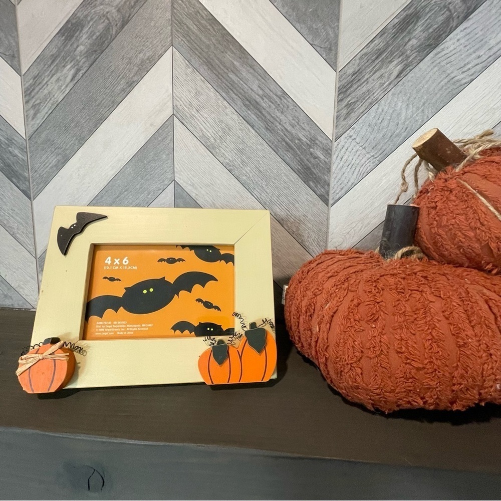 Vintage Target Halloween Bat and Pumpkin 4x6 Photo Frame